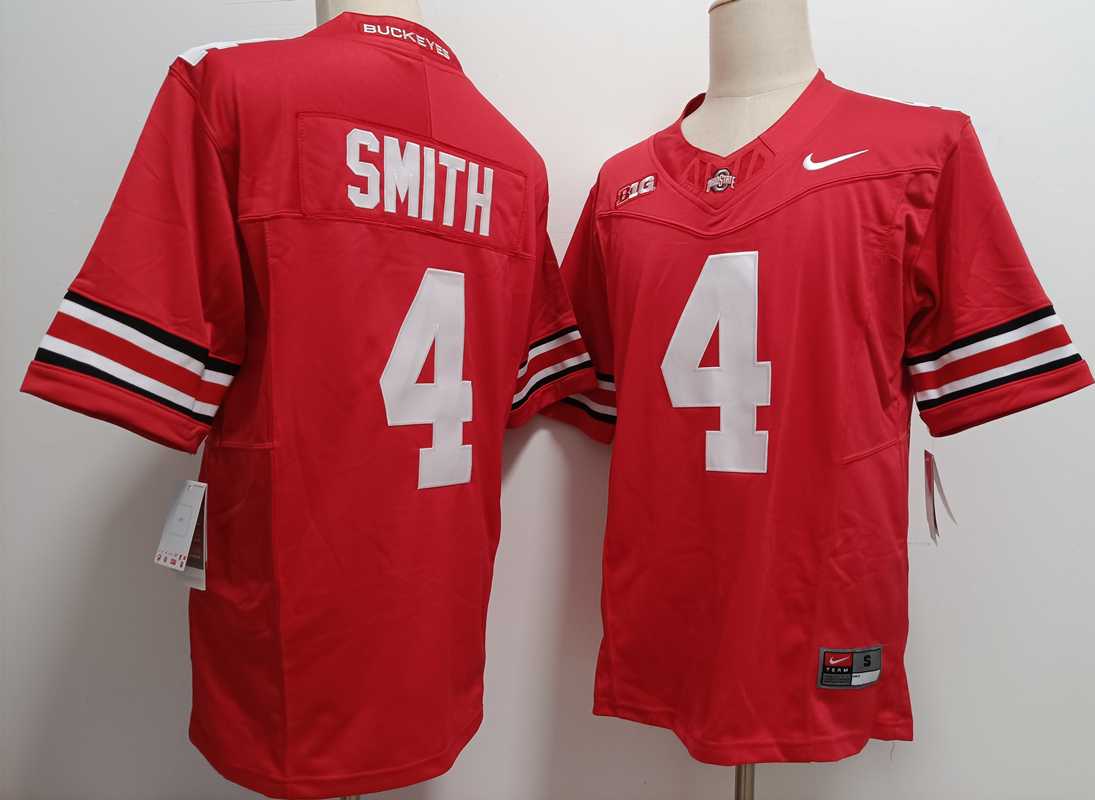 Mens Ohio State Buckeyes #4 Jeremiah Smith Red FUSE College Stitched Jersey->ohio state buckeyes->NCAA Jersey